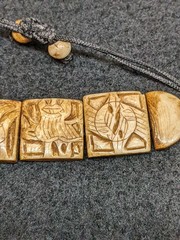 Carved Bone / Antler Beaded Tile Bracelet Tribal Boho Adjustable Ethnic Jewelry