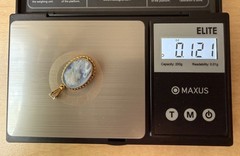 18k Gold Blue Agate Cameo Pendant Made In Italy