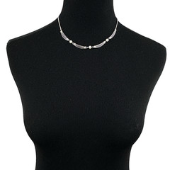 VAN DELL vintage necklace – sterling silver & cultured pearl choker 16″ delicate