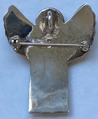 925 Sterling Silver Vintage Two Tone Love Heart Angel Brooch Pin Pendant