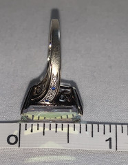 Vintage Gold Over Sterling Mercury Mist Topaz? Ring with Blue Accent Stones