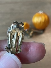 Lot Of 2-Vintage Dangle Drop Orange Clip on Earrings Stamped Japan