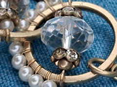 J Crew Pearl Crystal Hoop Link Draped Statement Matinee Necklace 24″ Long