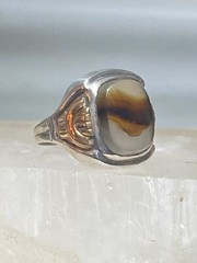 Agate ring art deco sterling silver women men