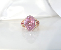 Rose Gold on Sterling Silve 925 Pink Topaz Doublet Chuck Clemency Ring 6