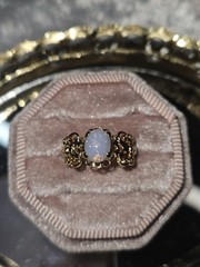 Vintage Opal With Filigree Ring Size 6 3/4 New Vintage Deadstock