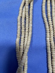 Vintage Bead Ethnic Boho Silver tone Bone / metal/ mother of pearl Necklace