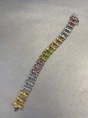 STERLING SILVER BRACELET 7″ AMETHYST CITRINE PERIDOT BLUE TOPAZ GENUINE STONES