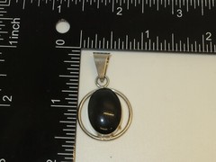Vintage Sterling Silver and Black Onyx Pendant Unique Wire