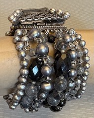 Stephen Dweck Hand Signed Rutilated Quartz Pearl Statement Bracelet Vintage OOAK