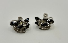 Vintage Weiss Smoky Gray Rhinestone Brooch Pin and Earrings Signed Beautiful