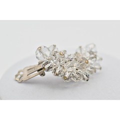 Laguna Vintage Clip On Crystal Earrings Clear Climber Bridal Signed 1950s A24
