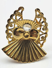 Vintage 1996 AOL Angels Of Love Rhinestone Angel Brooch Gold Tone Filigree 1″