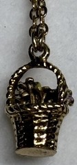 1928 Brand Enamel Necklace Dainty Flower Basket Gold Tone Chain Barrel Clasp