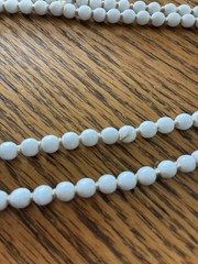 Vintage White Milk Glass Knotted Flapper Opera Strand Necklace – 54″