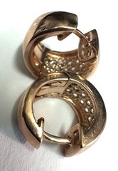 Vintage PAJ CZ China Rose Gold Tone Pave CZ Huggie Hoop Earrings