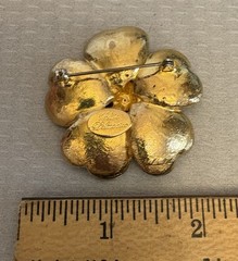 Vintage Blair Delmonico Brooch Canary Yellow Flower Brooch Pave` Rhinestone 2″