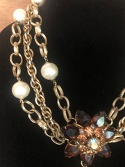 Vintage Juliana Rhinestone & Cameo Statement Necklace-Repurposed & One of a Kind