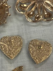 VTG Jewelry Lot Coro Monet 1928 Signed Brooches Earrings Rhinestone Gold Estate