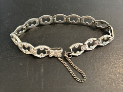 Marcasite Oval Link Sterling 7″ Bracelet Safety Chain 15 Grams Butterfly Clasp