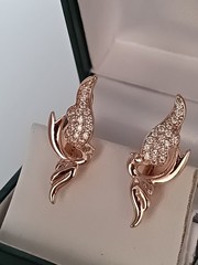 Vintage 1990-s 14 Ct Rolled Gold Zircons Earrings-Hallmarked 585 RG