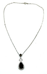 Sterling Silver 925 FAS Brown Spinel Pear Shaped Halo Pendant Necklace
