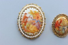 Vintage lot Cameo Style romantic Brooch Pin 1 signed West Germany PG25