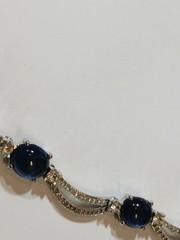 Vintage Pennino Rhinestone Blue Glass Necklace 20″
