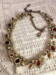 Vintage Lisner Violet Purple Oil Slick Rhinestone Adjustable Necklace 17”