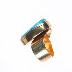 sz5 Anthony sanchez Navajo 14k gold modernist freeform turquoise ring