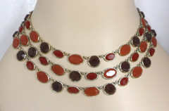 Ann Taylor Georgian Collet Necklace 3 Strand Riviere Anna Wintour Faux Carnelian