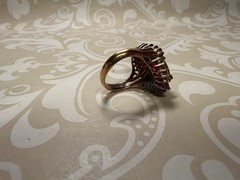 Vintage Jolie Gabor Faux Ruby and Cubic Zirconia Cocktail Ring Size 6