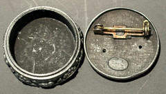 VTG Torino Pewter Floral Trinket Box Brooch Lid Round Flower Cottagecore 2-in-1