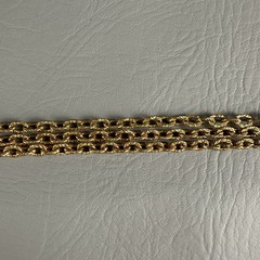 Vintage Gold Tone Multi Strand Chain Necklace Textured Links Toggle Clasp 16″