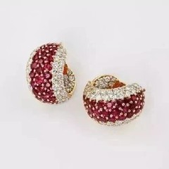 2Ct Art Deco Style Lab Created Ruby & Diamond Anniversary 14K Gold FN Earrings
