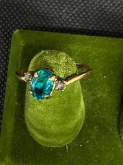 Vintage Aquamarine (March Birthstone) and Stamped 18KT HGE Ring Size 8