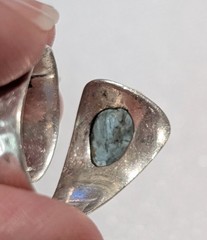Hammered Sterling Silver Brass Genuine Raw Aquamarine Split Shank Wrap Ring YS