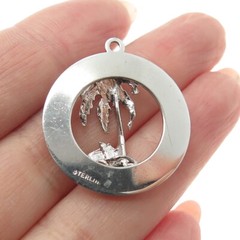 925 Sterling Silver Vintage Nassau Bahamas Palm Tree Charm Pendant