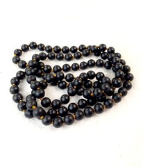 Vintage 36 In. Hand Knotted Matte Black Onyx Necklace – GOLD Threading