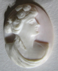 High Relief Conch Shell Cameo Lady Portrait Pink Hand Carved Loose 26mm