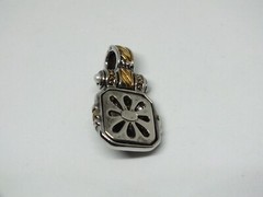 Collectible Pendant Gold Silver Tone Opaque Cabochon Texture 1 1/2×7/8″