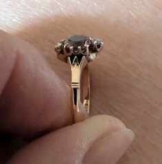 Beautiful 10 K Victorian Ring With Quality Pink Tourmaline And Diamonds Sz 5.5