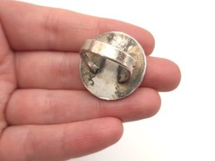 Vintage Zuni Old Pawn Sterling Turquoise Needlepoint Leaf Motif size 6 Ring