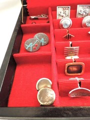 Vtg Lot #3 Men’s Jewelry Box Cuff Links Tie Clips Swank Kreisler Craft Unsigned