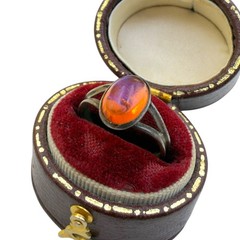 1.5g Vintage Art Nouveau 925 Sterling Silver Dragons Breath Opal Ring Sz 4.25