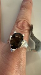 Vintage QVC HSN ? Genuine Smoky Quartz Sterling Silver Cocktail Ring Sz 8