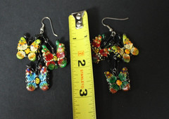 Vintage Enameled Dangle Butterfly Earrings