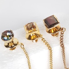 Vintage Cuff Links Mesh Bullet Back Toggle Stones Gems Jewelry Mens Lot