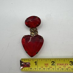 Vintage Large Heart Shaped Pin Red Copper