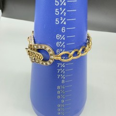 Vintage Juicy Couture Bracelet Gold Tone Link Rhinestone Heart Size 7 READ